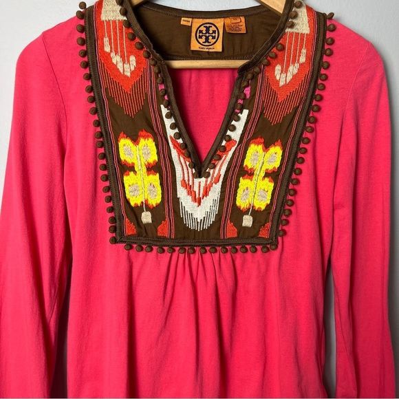 Tory Burch Pink Embroidered Boho Top - Picture 2 of 10